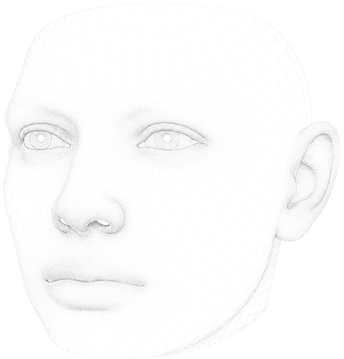 Wire-mesh head, right three-quarter view